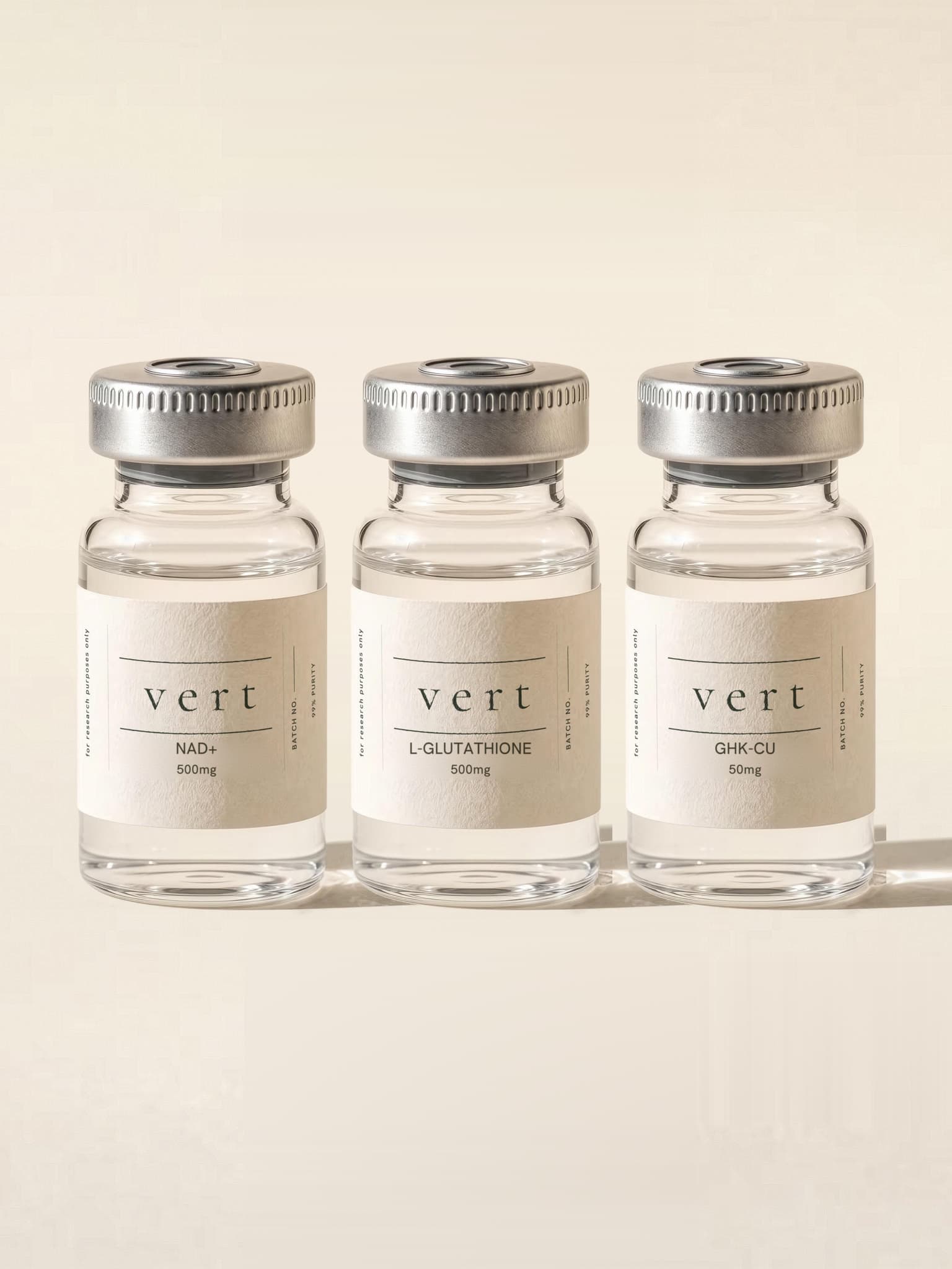 Three — 500mg · 500mg · 50mg vial